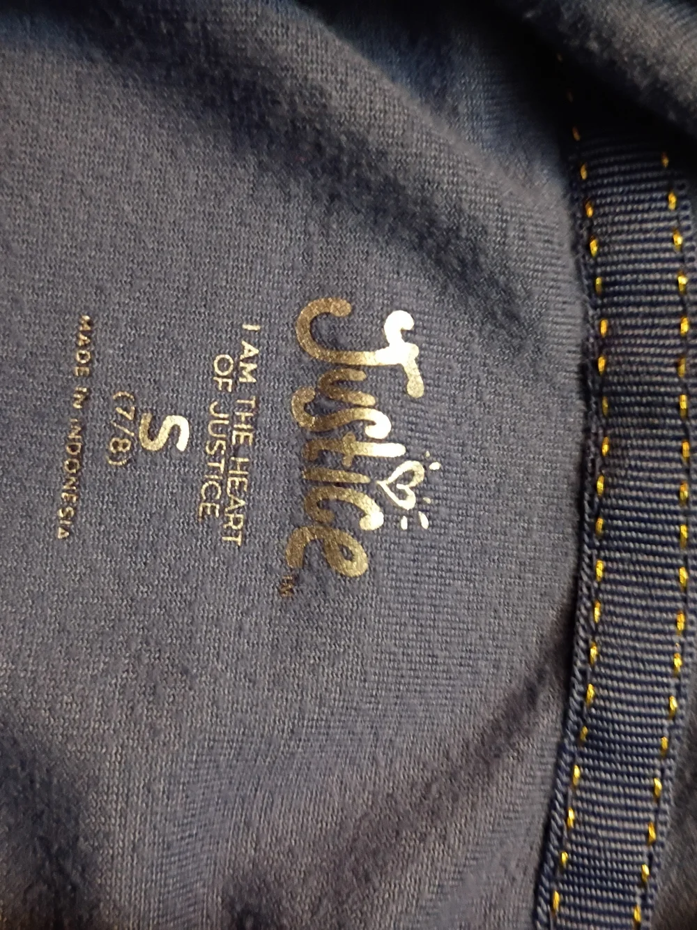 🩷Girls Size Small Justice Navy Velour Hoodie with Gold Logo Detail